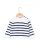 Pull col rond rayé coton blanc/marine