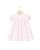 Robe col rond manches ballon seersucker rose