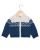 Cardigan col rond jacquard marine clair 100% lambswool