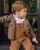 Cardigan col V jacquard camel 100% lambswool