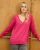 Pull V loose fushia 100% cachemire